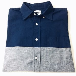 Color block button down